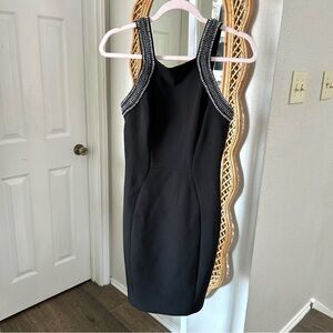 Ted Baker / Sesi Crystal and Chain Strap Bodycon Dress in Black